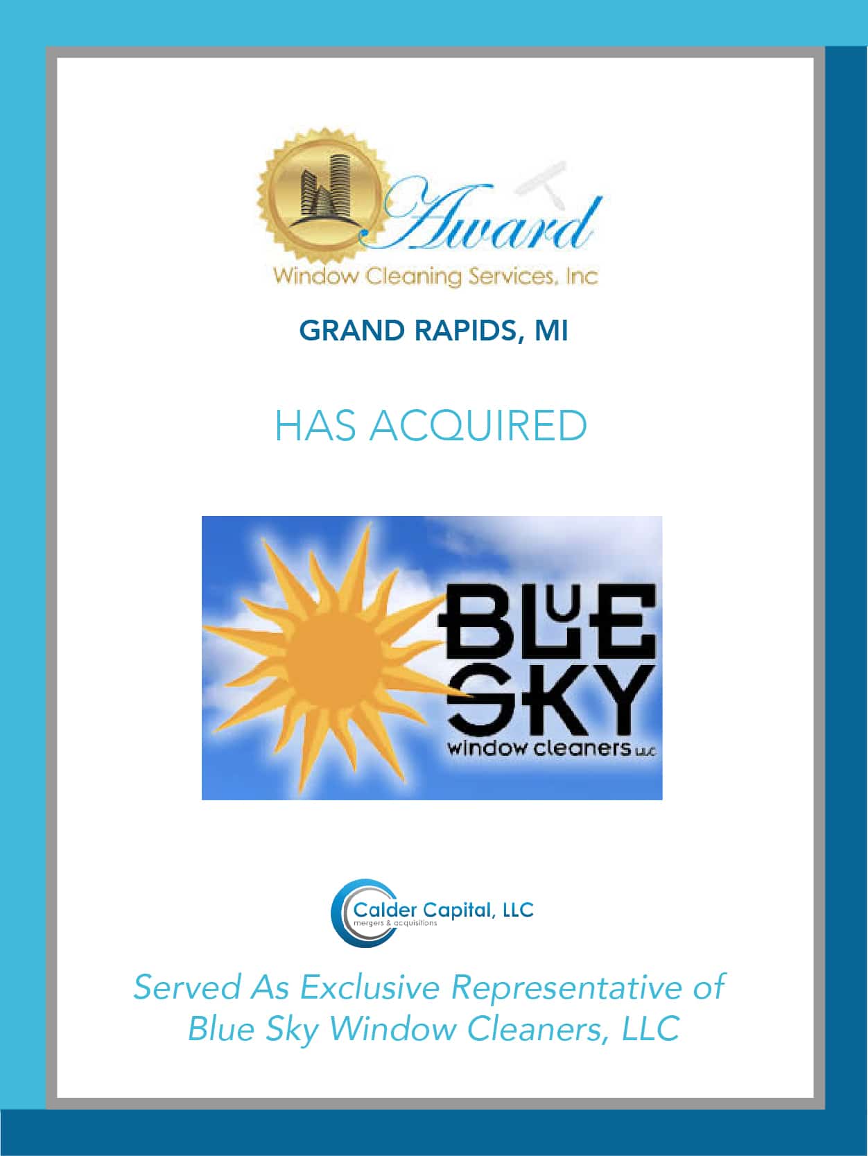 Award Window Cleaning Acquires Grand RapidsBased Blue Sky Window