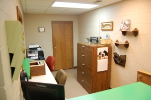 Countryside's office is well equipped with office equipment and complete patient files.