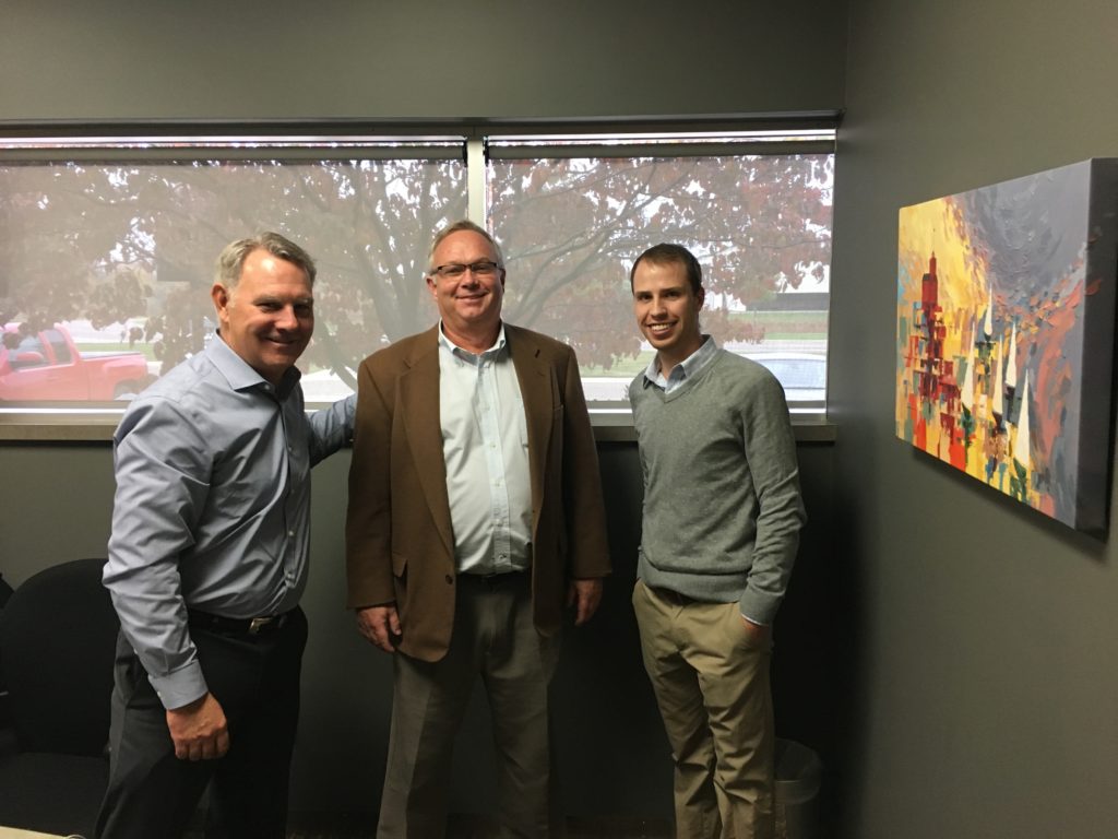 From Left to Right: Don Dumoulin (CEO/Owner of Precise Mold & Plate), Scott Nicholson (M&A Advisor, Calder Capital, LLC) and Kyle Harvey (Product Manager, Extol, Inc.). All parties worked hard to get the deal closed!