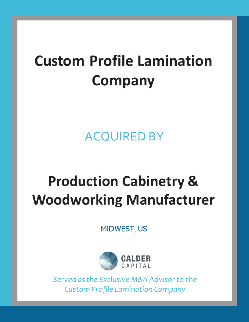 Custom Profile Lamination Company Acquired by Production Cabinetry & Woodworking Manufacturer