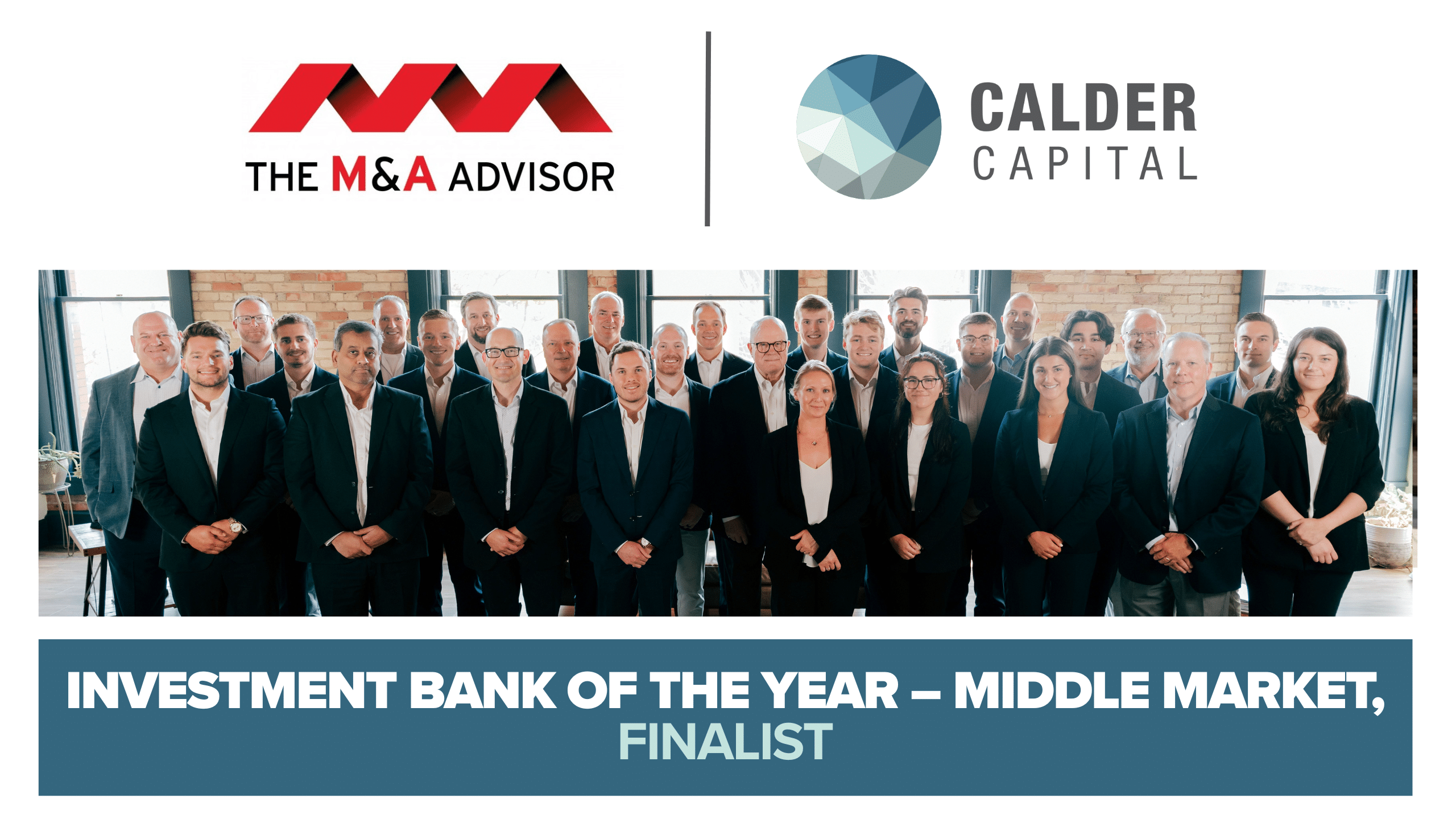 Calder Capital Named Finalist for Investment Bank of the Year – Middle Market at the 24th Annual M&A Advisor Awards