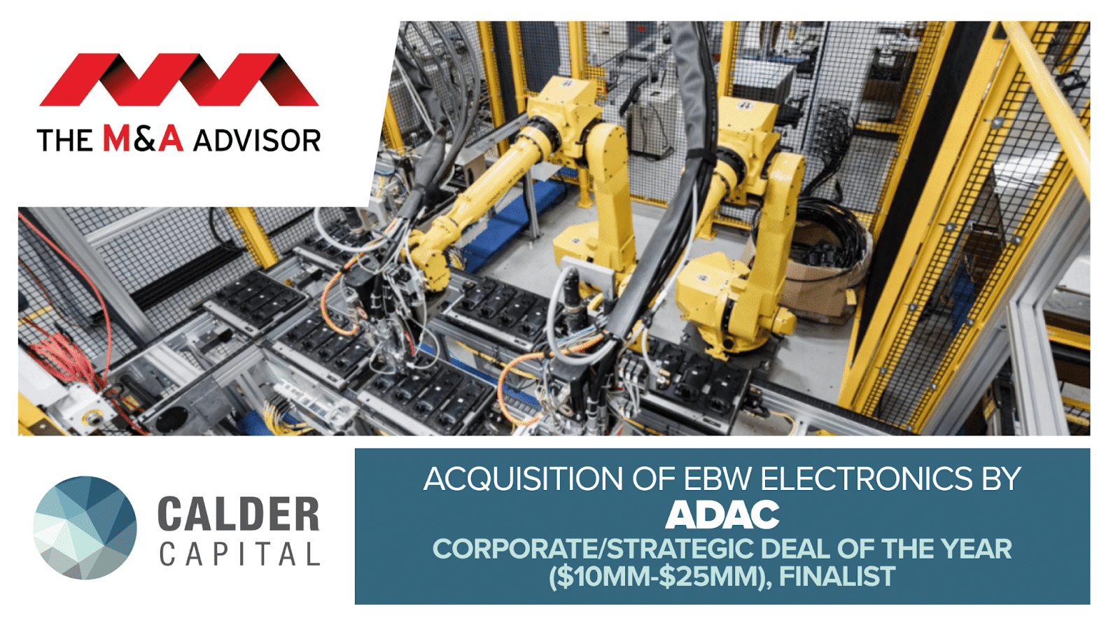 Calder Capital Named Finalist for Corporate/Strategic Deal of the Year – $10MM–$25MM at the 24th Annual M&A Advisor Awards